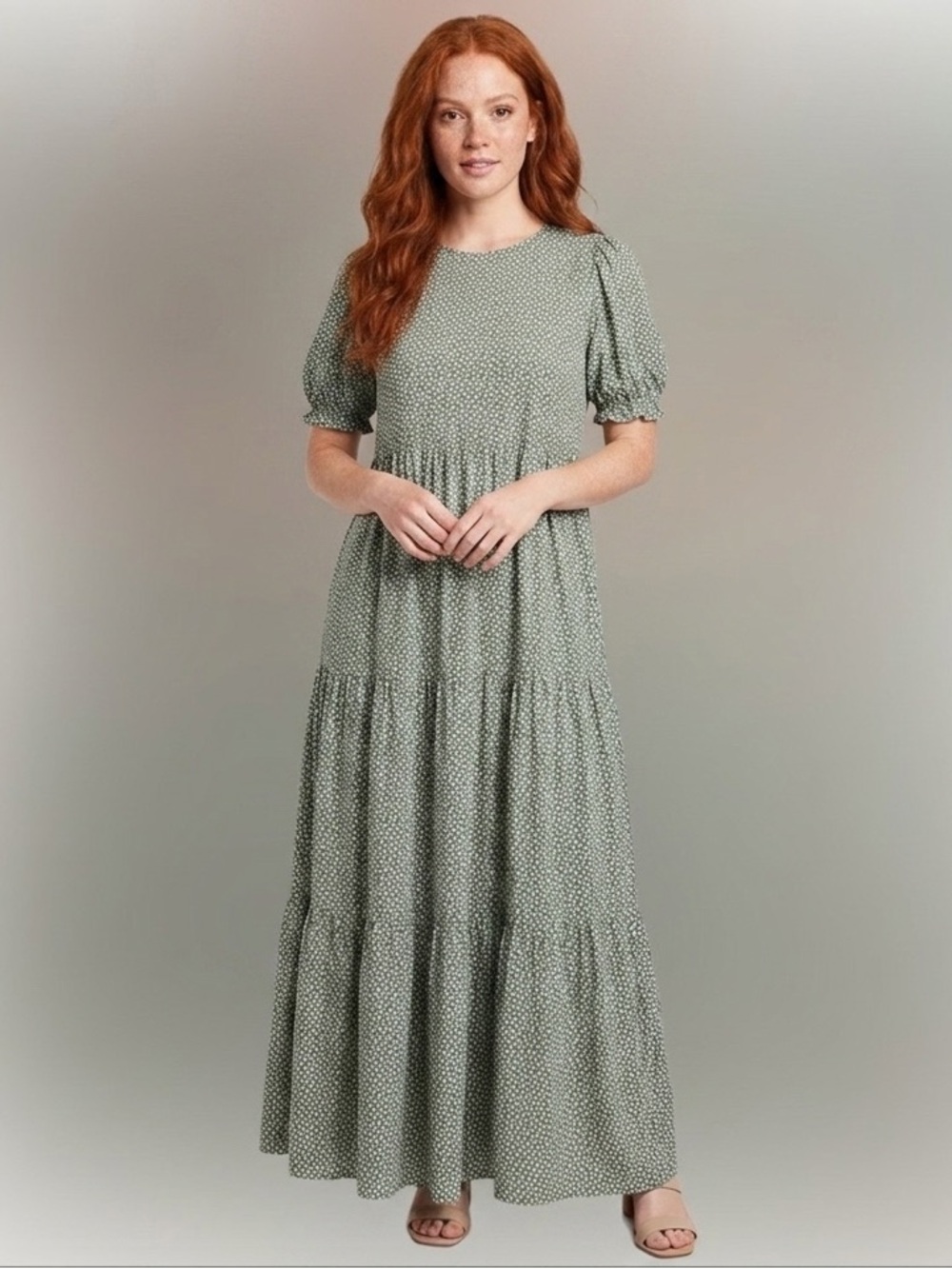 Women's Casual Floral Print  Short Sleeve prairie Boho Maxi by prettygarden